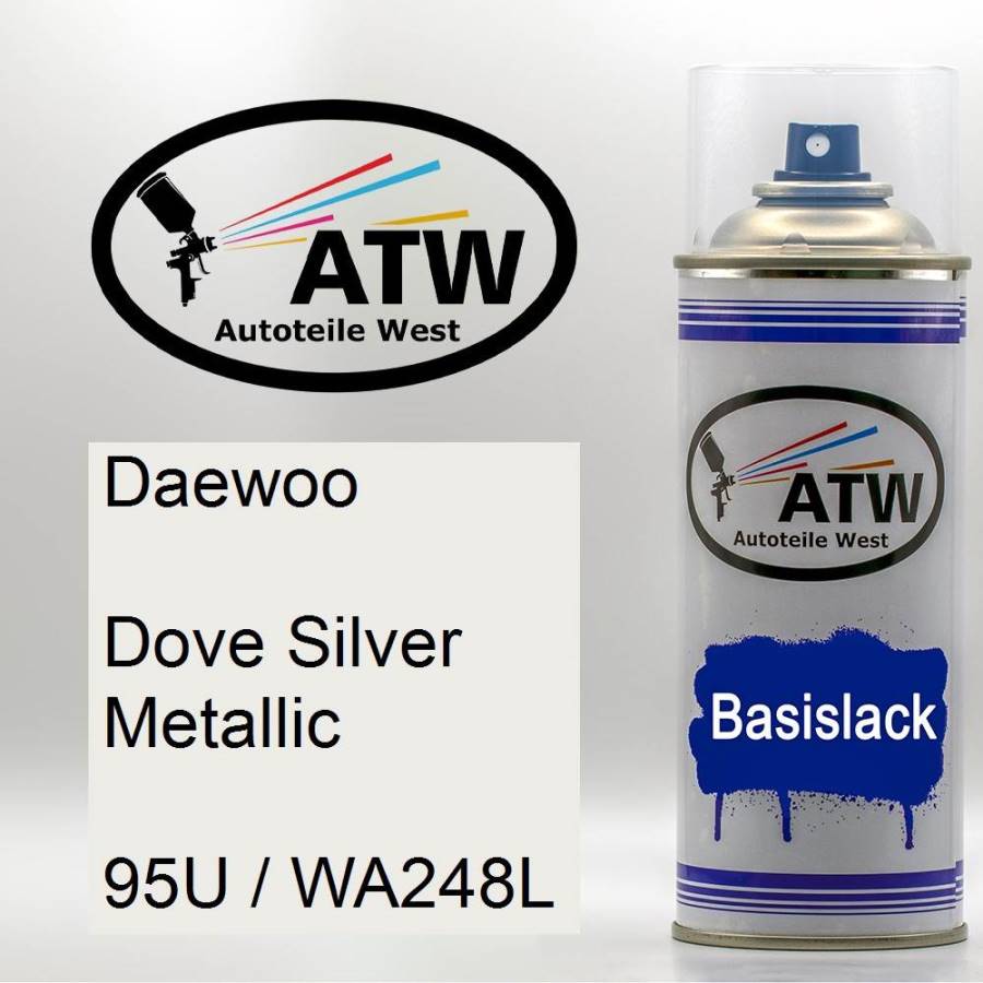 Daewoo, Dove Silver Metallic, 95U / WA248L: 400ml Sprühdose, von ATW Autoteile West.